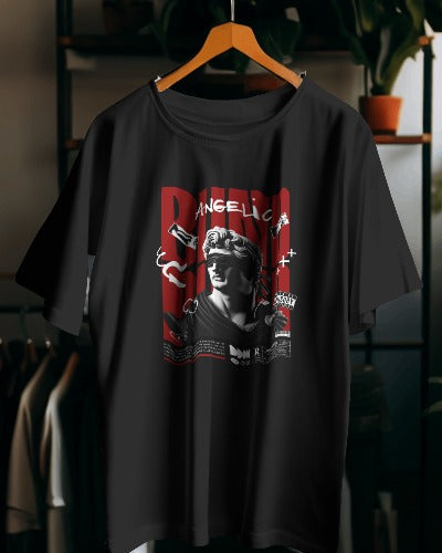 π Angelic Rebellion Oversized Black T-Shirt