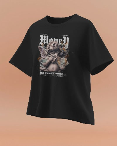 Divine Dollar Oversized Black T-shirt