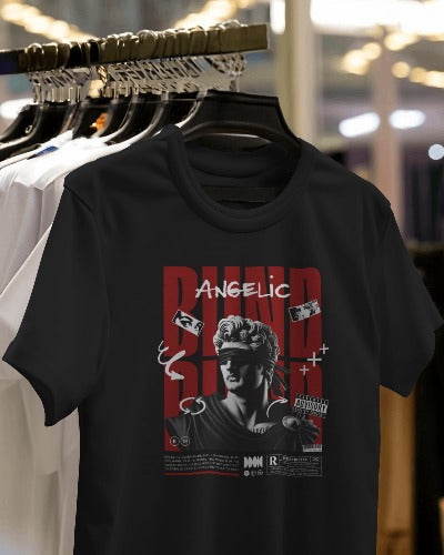 😈 Angelic Rebellion Oversized Black T-Shirt